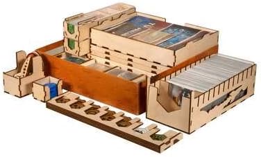 The Broken Token Terraforming Mars Compatible Complete Game Organizer - Wood Storage Box with Multiple Trays &amp Card Shoe - Wooden Game Organizer
