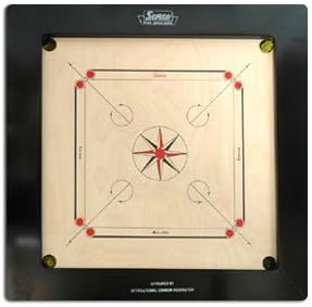Surco Boss 20mm Carrom Board with Coins Striker and Powder Black 1-4 Players Ages 13 and Up