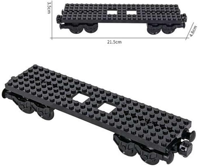 MOC City Creative Building Set – Train Base Wheels Low-Loader Truck &amp Railway Tracks DIY Kit (Compatible with Technical Parts 92339 92088 4025) (2PCS Train Base)