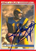 Sports Memorabilia Jim Everett Autographed Football Card (Los Angeles Rams) 1990 Score Hot Gun No.312