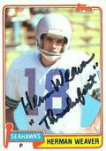 Sports Memorabilia Herman Weaver Autographed Football Card (Seattle Seahaks) 1981 Topps No.87