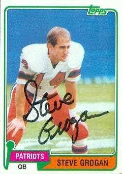Sports Memorabilia Steve Grogan Autographed Football Card (New England Patriots) 1981 Topps No.25