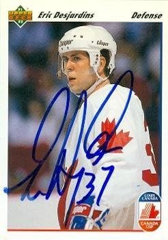 Sports Memorabilia Autograph Warehouse 67454 Eric Desjardins Autographed Hockey Card Team Canada 1992 Upper Deck No. 504