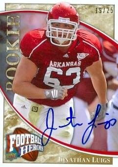 Sports Memorabilia Autograph Warehouse 63783 Jonathan Luigs Autographed Football Card Arkansas 2009 Ud Rookie Heroes No. 177