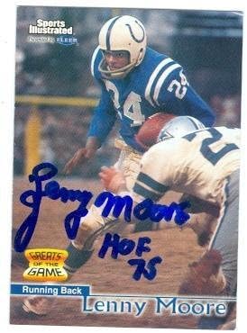 Sports Memorabilia Lenny Moore Autographed Football Card (Baltimore Colts) 1999 Fleer Greats of The Game No.42