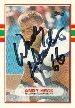 Sports Memorabilia Andy Heck Autographed Football Card (Seattle Seahawks) 1989 Topps No.121T Rookie