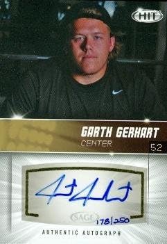 Sports Memorabilia Autograph Warehouse 270018 Garth Gerhart Autographed Football Card - Arizona State Sun Devils 67 2012 Sage Hit Bronze - No. A46 Rookie