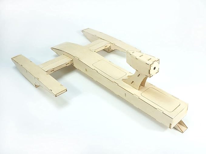 VilogaRC RC Plywood Outrigger 600mm Wooden Air Boat Model Kit to Build DIY High Speed RC Racing Boat for Adults (B081)