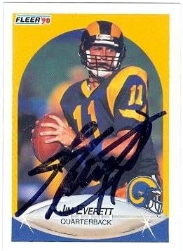 Sports Memorabilia Jim Everett Autographed Football Card (Los Angeles Rams) 1990 Fleer No.36