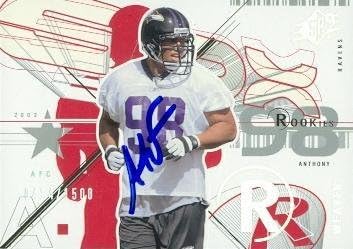 Sports Memorabilia Anthony Weaver Autographed Football Card (Baltimore Ravens) 2002 Upper Deck SPX No.97 Rookie