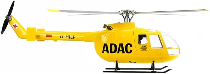FlyWing BO-105 Scale Four Blade Metal Rotor Head &amp 10CH Transmitter - Remote Control Helicopter GPS &amp 3D Mode Outdoor RC Helicopter RTF for Adult Beginners (Yellow (BO105-RTF-Y))