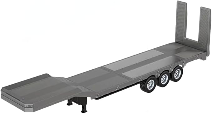 1/18 Scale Semi-Trailer Flatbed for 770S Heavy Duty Tractor Truck for Adult Collectible Model (Grey)