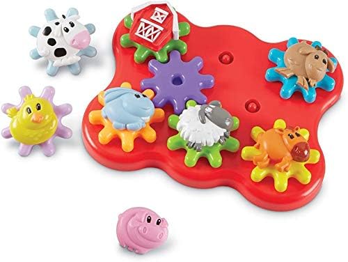 Learning Resources Barnyard Friends Build &amp Spin - Toddler Sensory Toys Montessori Building Set Preschool STEM Busy Board Cogs and Gears for Kids Fine Motor Skills Gifts for Boys and Girls