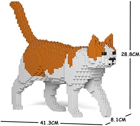 JEKCA Cat 11S-M03 | Orange and White Cat Plastic Building Blocks | Age 14+
