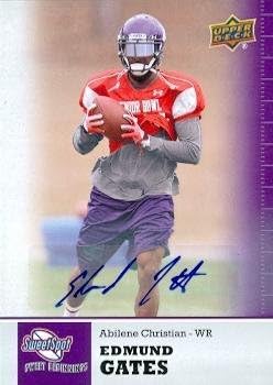 Autograph Warehouse 99770 Edmund Clyde Gates Autographed Football Card Abilene Christian 2011 Upper Deck Sweet Spot Rookie No. 11