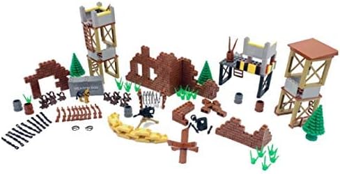 General Jim's Military Brick Building Set - Custom Building Blocks Battle Scene - Weapons Forts Walls Lookout Towers Sandbags Trees and More - World War 2 Set for Teens and Adults