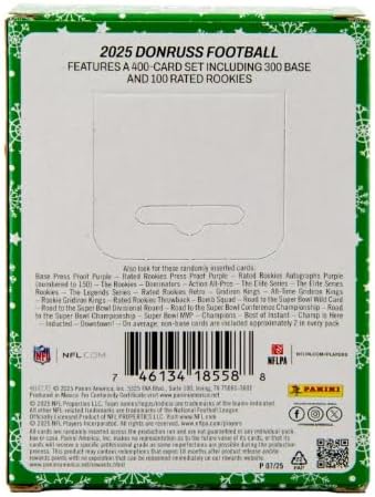 2025 Donruss Football Trading Cards Holiday Tin (15 Cards) (Downtown)