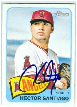 Sports Memorabilia Autograph Warehouse 248017 Hector Santiago Autographed Baseball Card - Los Angeles Angels 2014 Topps Heritage - No. 94