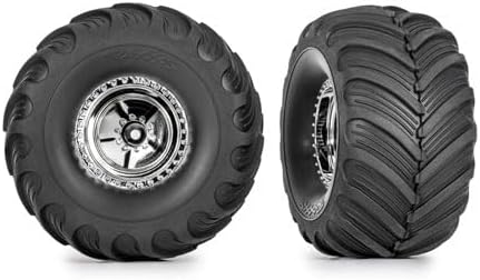 Traxxas T&ampW ASSM CHRM WHL CHVRN TIRE