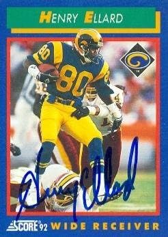 Autograph Warehouse 80135 Henry Ellard Autographed Football Card Los Angeles Rams 1992 Score No .38