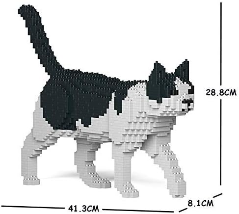 JEKCA Cat 11S-M02 | Black and White Cat Plastic Building Blocks | Age 14+