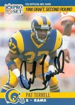 Sports Memorabilia Pat Terrell Autographed Football Card (Los Angeles Rams) 1990 Pro Set No.718 Rookie