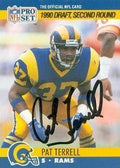 Sports Memorabilia Pat Terrell Autographed Football Card (Los Angeles Rams) 1990 Pro Set No.718 Rookie