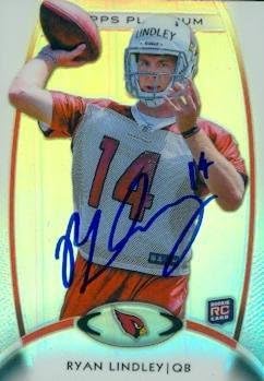 Sports Memorabilia Ryan Lindley Autographed Football Card (Arizona Cardinals) 2012 Topps Platinum No.105 Rookie
