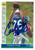 Sports Memorabilia Carlton Gray Autographed Football Card (Seattle Seahawks) 1993 Upper Deck No.476 Rookie