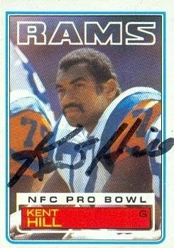 Sports Memorabilia Kent Hill Autographed Football Card (Los Angeles Rams) 1983 Topps No.92