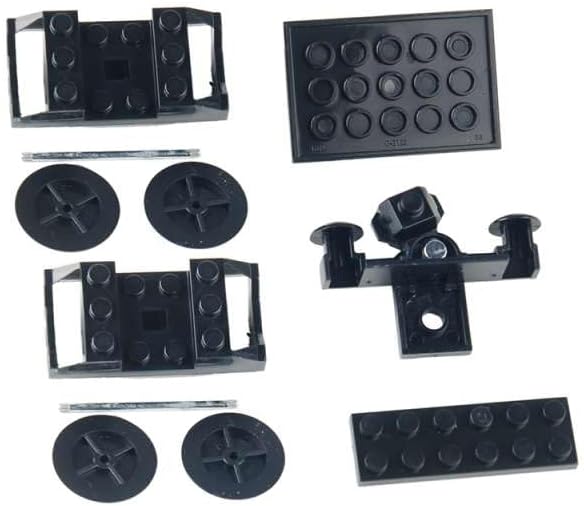 MOC City Creative Building Set – Train Base Wheels Low-Loader Truck &amp Railway Tracks DIY Kit (Compatible with Technical Parts 92339 92088 4025) (2PCS Train Base)