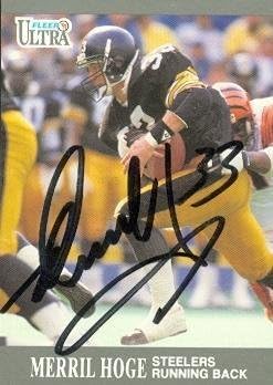 Sports Memorabilia Merril Hoge Autographed Football Card (Pittsburgh Steelers) 1991 Fleer Ultra No.112