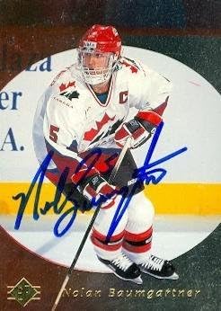 Autograph Warehouse 67485 Nolan Baumgartner Autographed Hockey Card Team Canada 1996 Upper Deck Sp No. 174