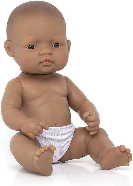 Miniland Doll 12 5/8'' Hipanic Girl (Polybag) - Made in Spain Anatomically Correct Quality Inclusion