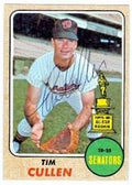 Autograph Warehouse 345205 Tim Cullen Signed Baseball Card - Washington Senators 1968 Topps No. 209