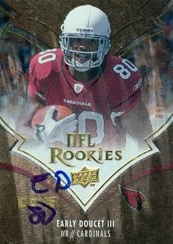 Sports Memorabilia Early Doucet Autographed Football Card (Arizona Cardinals) 2008 Upper Deck Icons No.131 Rookie