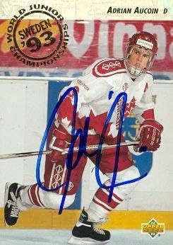 Sports Memorabilia Autograph Warehouse 67506 Adrian Aucoin Autographed Hockey Card Team Canada 1993 Upper Deck No. 251