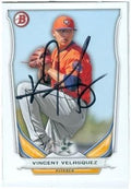 Sports Memorabilia Autograph Warehouse 248143 Vincent Velasquez Autographed Baseball Card - Houston Astros 2014 Topps Bowmam - No. TP28 Rookie