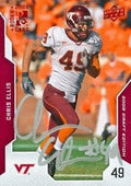 Sports Memorabilia Chris Ellis Autographed Football Card (Virginia Tech) 2008 Upper Deck No.16 Rookie