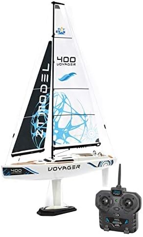 PLAYSTEM Voyager 400 RC Controlled Wind Powered Sailboat in Blue - 26 Tall