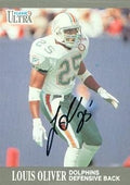 Sports Memorabilia Louis Oliver Autographed Football Card (Miami Dolphins) 1991 Fleer Ultra No.91