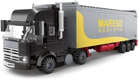 General Jim's Black Semi Truck Building Blocks Set – 231mm Highly Detailed Model - Realistic Black Cab Gray and Yellow Trailer Mirrors Exhaust Stack – Perfect for Hobbyists &amp Train Garden Displ