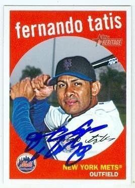 Sports Memorabilia Autograph Warehouse 246675 Fernando Tatis Autographed Baseball Card - New York Mets 2008 Topps Heritage - No. 604
