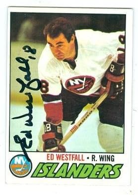 Sports Memorabilia Autograph Warehouse 224101 Ed Westfall Autographed Hockey Card - New York Islanders 1977 Topps - No. 153