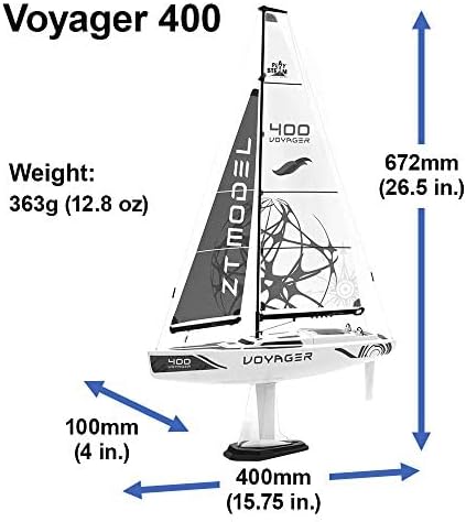 PLAYSTEM Voyager 400 RC Controlled Wind Powered Sailboat in Blue - 26 Tall