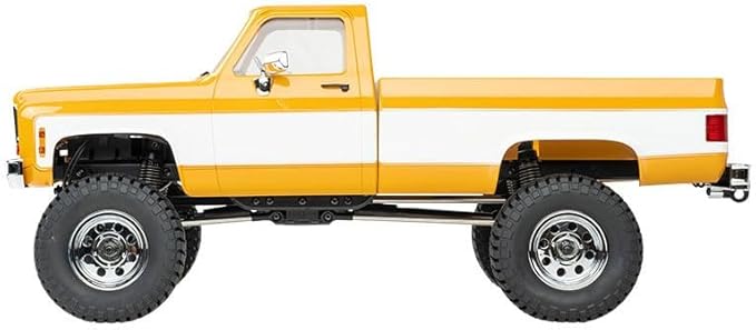 FCX18 FMS 1/18 Chevrolet K10 RC Truck Officially Licensed 4WD RC Crawler 2 Speeds Switch with LED Lights Off-Road RC Model for Adults (Yellow)