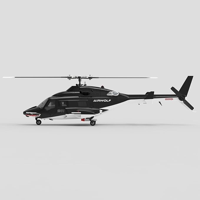1/34 Scale AW-911 Air-Wolf RC Helicopter 2.4G 9CH Flybarless Airplanewith 6G/3D Stunt Mode and GPS Positioning (RTF Version/Mode 1/Mode 2)