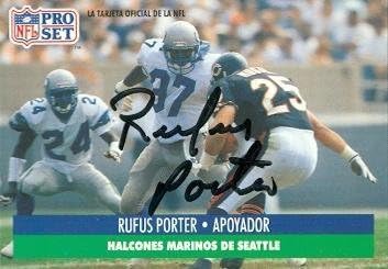 Sports Memorabilia Rufus Porter Autographed Football Card (Seattle Seahawks) 1991 Pro Set No.232