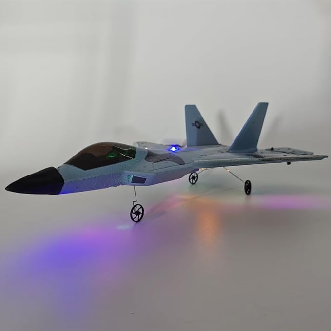 RC Plane F22 Raptor Model 4CH 3D/6G RC Airplane for Adults and Beginners 2.4Ghz RC Jet with LED Light Ready to Fly Outdoor Remote Control Airplane with 2 Batteries