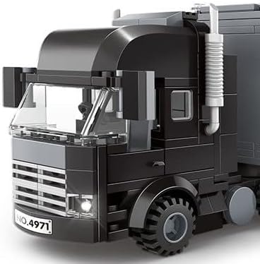 General Jim's Black Semi Truck Building Blocks Set – 231mm Highly Detailed Model - Realistic Black Cab Gray and Yellow Trailer Mirrors Exhaust Stack – Perfect for Hobbyists &amp Train Garden Displ